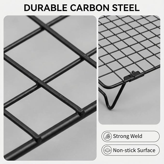 Cooling Racks for Cooking and Baking,13.4x9.4 Inch 2-Pack | This Durable Carbon Steel Wire Cooling Rack is Stackable, Ideal for Cookie Cooling, Roasting, and Making Jerky