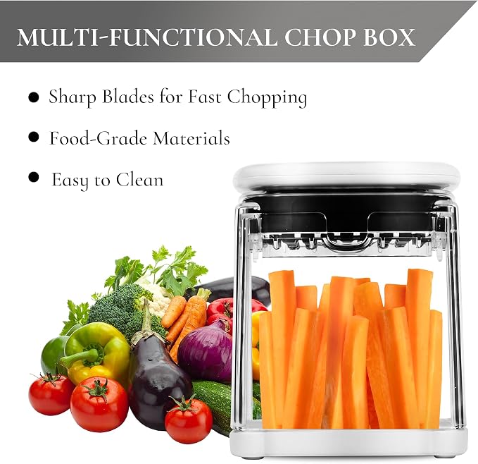 2-in-1 French Fry Cutter Potato Slicer with Container Manual Vegetable Chopper with 2 Blades Potato Cutter for Fries Apple Slicer