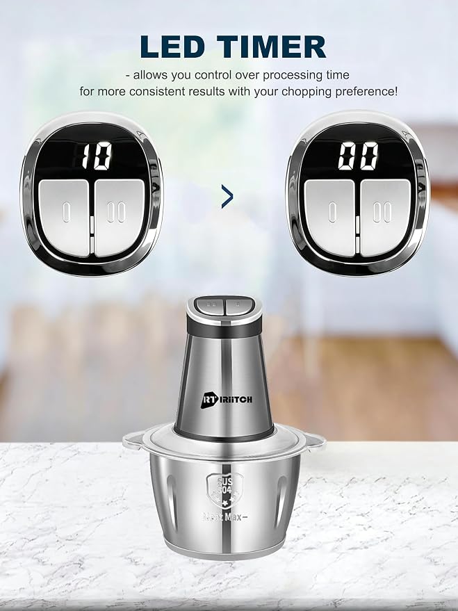 Food Processor, Baby Food Maker, 2 Bowls (10 cup+10 cup) | 800W Meat Chopper/Grinder, Food Puree Maker for Fruit, Vegetable, Nuts, Herbs, Garlic, Meat, 6-Second Quick Soft Food Prep