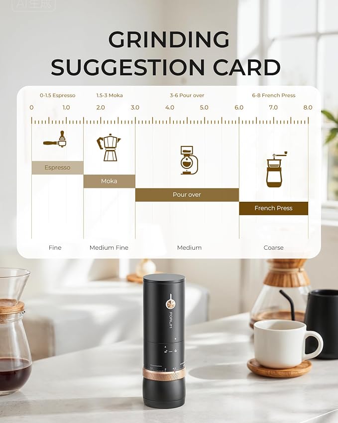 FORLIM Portable Burr Coffee Grinder, 80 Precision Settings, Single-Dose | USB-C Rechargeable, Stainless Steel Conical Burrs, Espresso, Moka Pot, Pour-Over, for Office, Travel & Small Kitchens