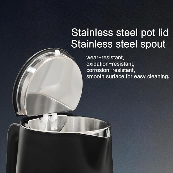 1.5L Electric Kettle Temperature Control, Black | Double Wall Cool Touch Teapot, Fast Boil, 5 Temperature Control, LED Display, Auto Shut-Off & Keep Warm