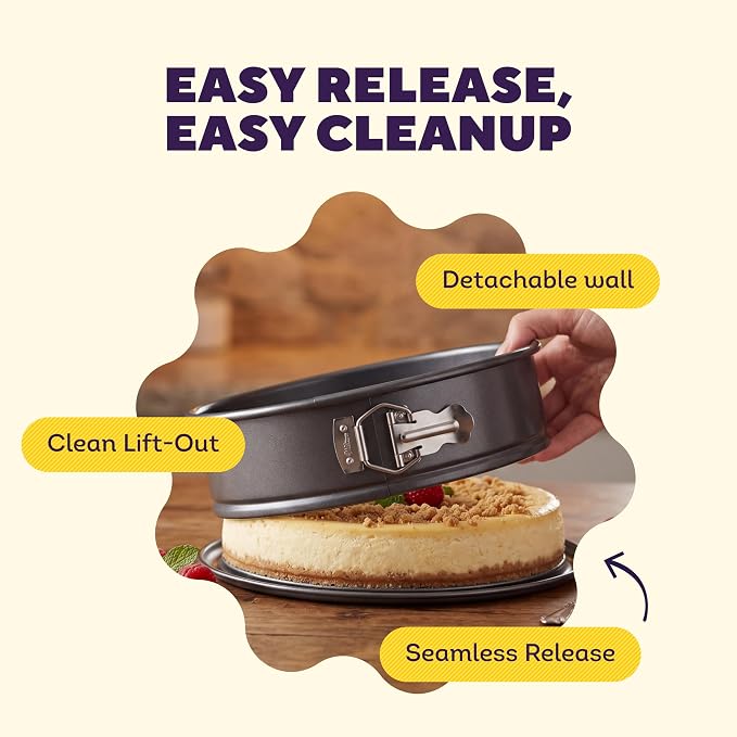 Wilton Platinum Non-Stick Springform Cheesecake Pan, 9 in. | DURALAST Silicone Infused Double Coating, 5X More Durable with Anti-Warping Technology, Perfect for Cheesecakes & Tarts