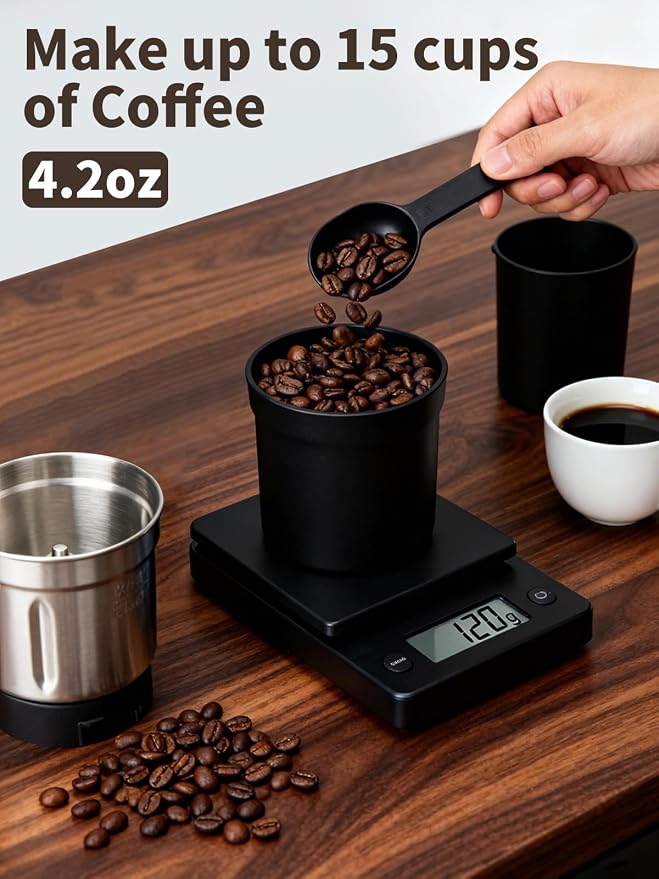 LAOION Electric Coffee Grinder with Silent Grinding Blades & Timer Knob | Adjustable Coarse to Fine, Espresso Grinder with Removable Stainless Steel Bowl for Coffee Bean, Herb, Spices, Seeds (Black)