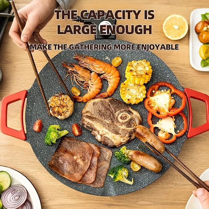 14'' Electric Grill, Smokeless Nonstick Electric Griddle for Indoor Use, Compact & Versatile Cooking for Steaks, Pancakes & BBQ, 800W with Adjustable Temperature Control