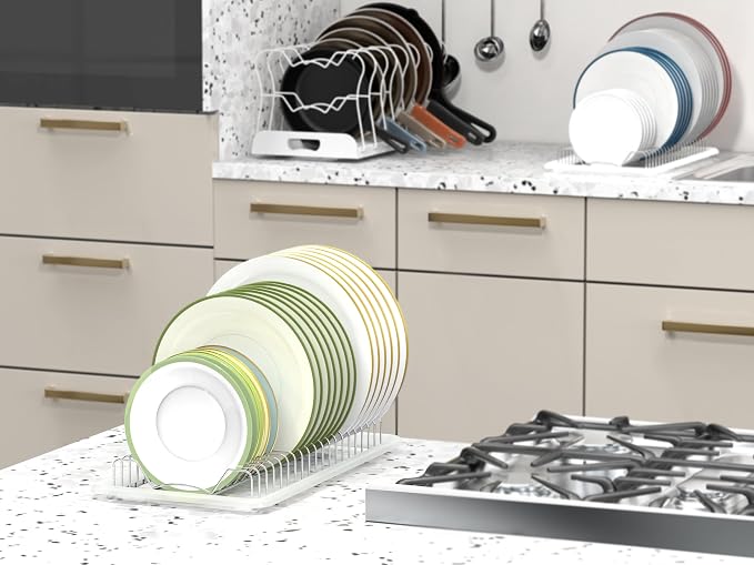 Simple Houseware 2 Pack Stainless Steel Plate Drying Rack w/Drainboard