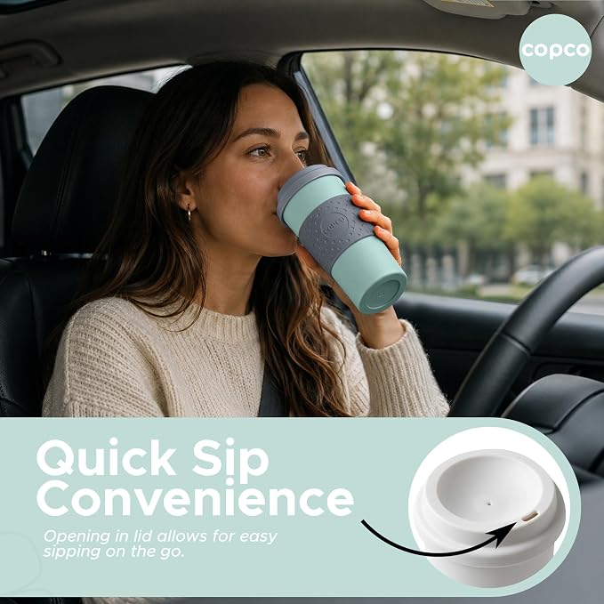 Copco Acadia Travel Mug, 16 Oz - Aqua & Gray, Set of 2