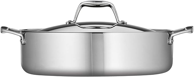 Tramontina Signature Tri-Ply Clad Stainless Steel 6-Quart Braiser Pan | Induction-Ready, Dishwasher-Safe, NSF-Certified, Made in Brazil