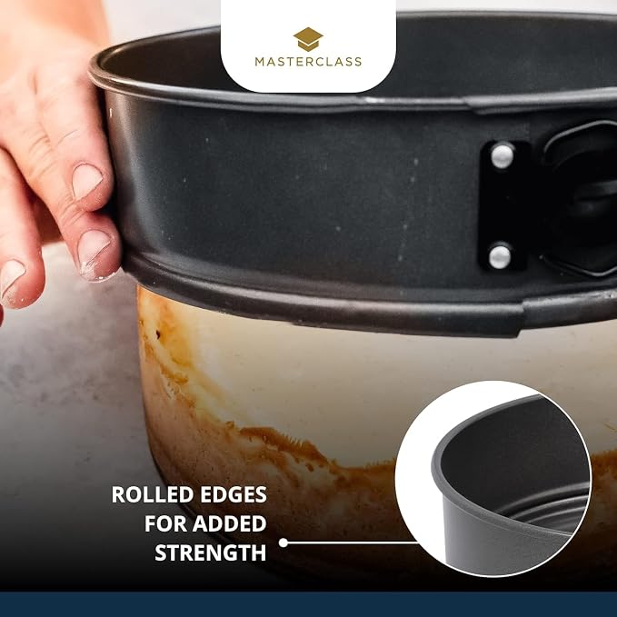 Kitchen Craft Master Class Non-Stick 20cm/8" Springform Round Cake Pan Tin KCMCHB19 | Spring-loaded mechanism ensures effortless bakes release, with reliable everyday performance for commercial kitchens.