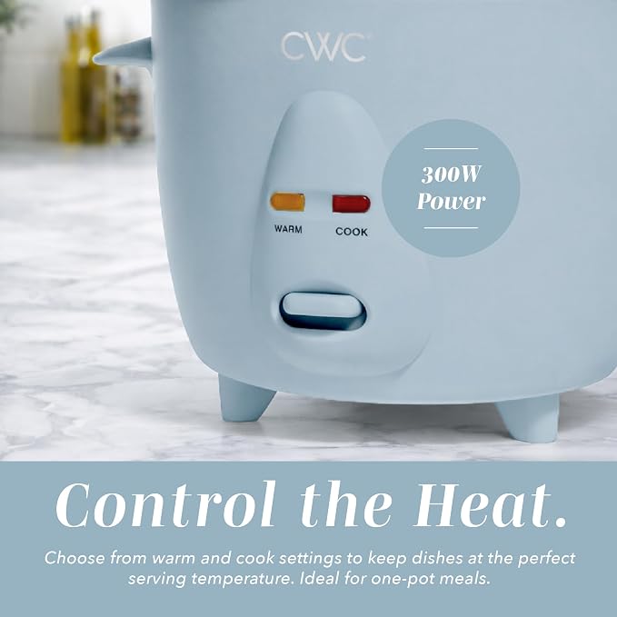 COOK WITH COLOR 6 Cup Rice Cooker 300W - Effortless Cooking and Perfectly, Cooks 3 Cups of Raw Rice for 6 Cups of Cooked Rice, Blue