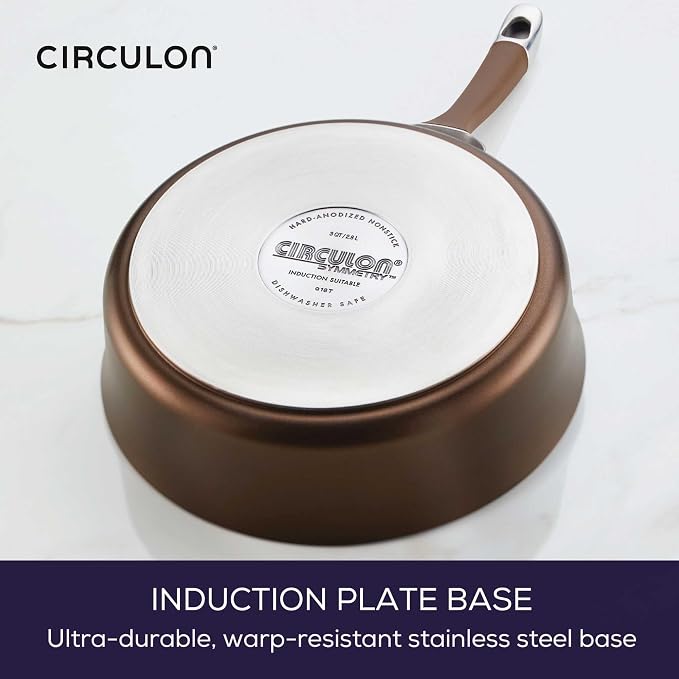 Circulon Symmetry Non Stick Pots and Pans Set, 11-Piece, Chocolate | Hard Anodized Induction Pots and Pans Set, Durable, Dishwasher and Oven Safe to 400°F, Compatible With All Stovetops