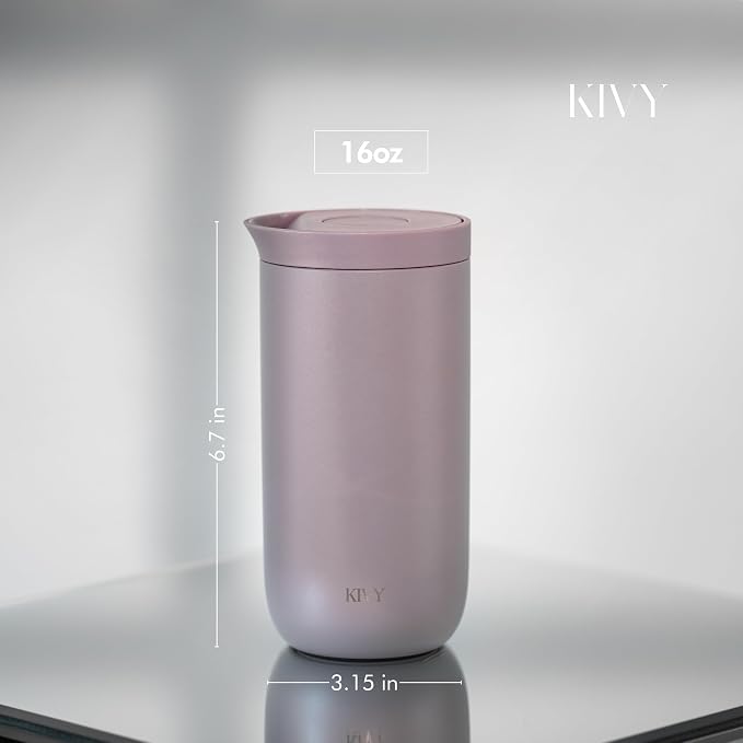 KIVY Travel Coffee Mug Tumbler [24h Cold | 6h Hot] Insulated Coffee Tumbler Stainless Steel - Leak Proof Coffee Travel Mug - 16oz Insulated cup to go for hot & cold drinks - Cups for Women & Men