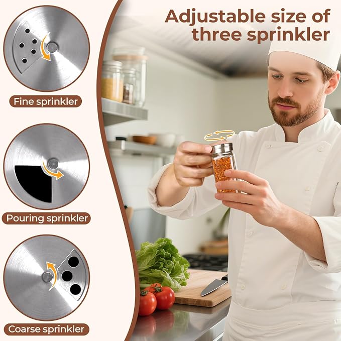 ComSaf Glass Spice Jars with Shaker Lids 8 oz 6 Pack Square | Labels, Seasoning Herbs Powders, Salt Pepper Chili, Spice Rack Organization, Kitchen Cabinet Storage, Funnel Included
