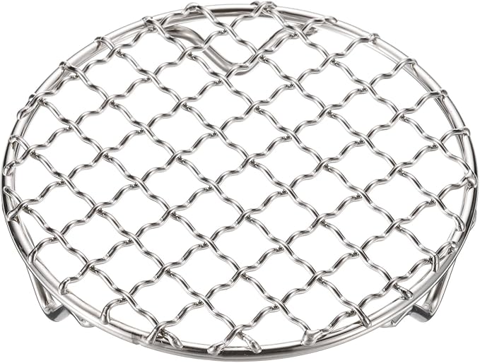 HARFINGTON Round Cooking Rack 4.7-inch 201 Stainless Steel Cross Wire Barbecue Grill Net with 20mm Legs for Cooking Baking Steaming BBQ