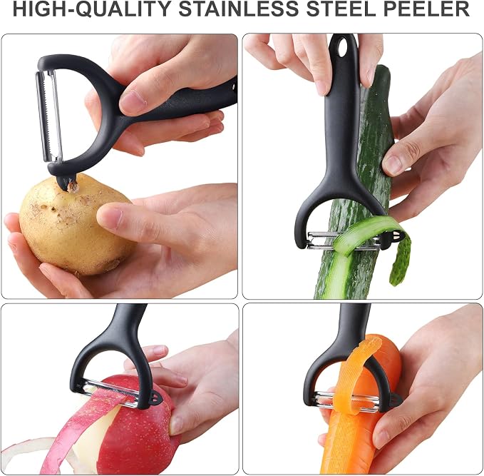Safe Mandoline Slicer for Kitchen, 5 in 1 Vegetable Food Chopper for Potato | Potato Slicer, French Fry Cutter, Food Chopper, Adjustable Thickness 0.1-8 mm, Fast Meal Prep, with Peeler/Cleaning Brush