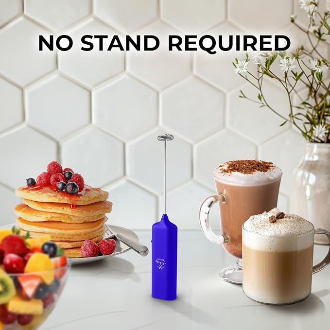 Mini & Mighty Milk Frother Wand – Powerful Handheld Coffee Frother, Battery Operated Drink Mixer – Compact Pocket Size – Detachable Whisk for Latte, Cappuccino, Matcha, Hot Chocolate