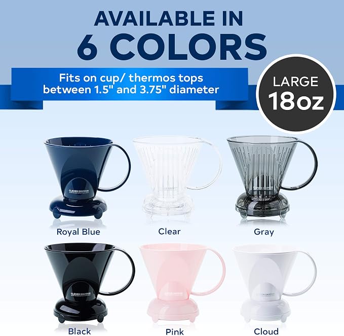 Clever Coffee Dripper | Large 18 oz | Clear | BPA-Free | 100 Filters