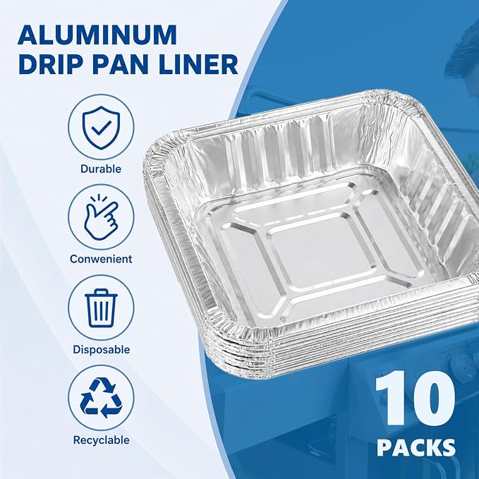 Grease Catch Pan & 10 Liners for Electactic G31PRO, Stainless Steel | Grease Tray Replacement Grease Pan with 10-Pack Aluminum Drip Pans Liner, Heat-resistant, Leak-proof