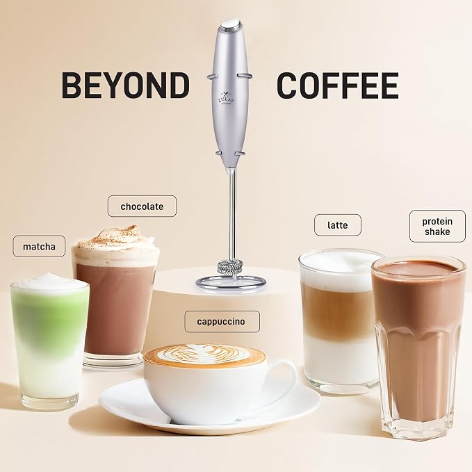 Mini & Mighty Milk Frother Wand – Powerful Handheld Coffee Frother, Battery Operated Drink Mixer – Compact Pocket Size – Detachable Whisk for Latte, Cappuccino, Matcha, Hot Chocolate