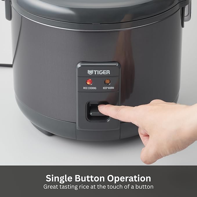 Tiger JNP-S18U-KY 10 Cup Capacity Rice Cooker with Non-Stick Inner Pot, Retractable Power Cord, and Keep Warm up to 12 hours, Black