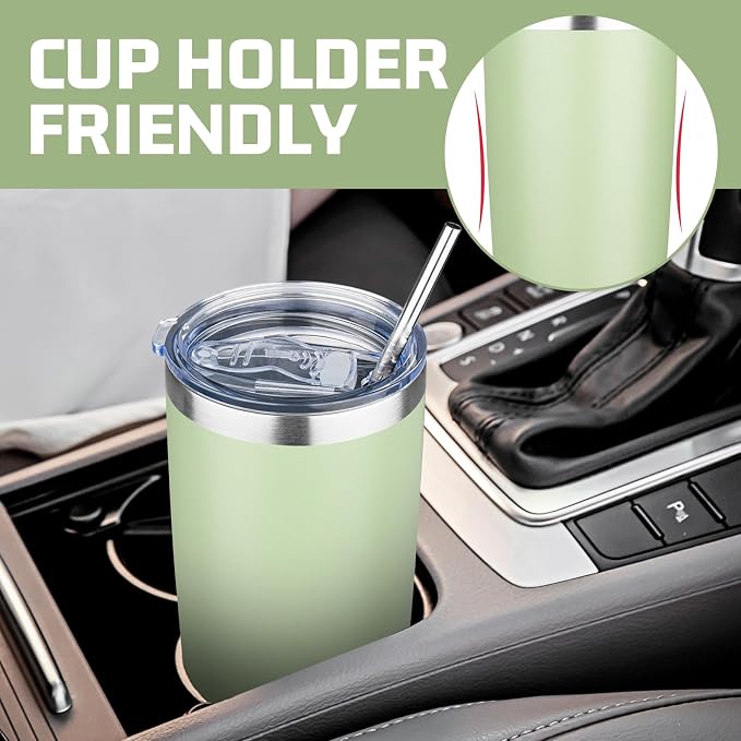 20 oz Tumbler with Lids and Straws, Stainless Steel Insulated Travel Coffee Mug, Double Wall Vacuum Insulated Tumblers, Powder Coated Coffee Tumbler for Cold & Hot Drinks (Mix Color-3, 4 Pack)