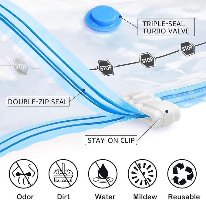 BoxLegend 10 Jumbo Vacuum Storage Bags with 1500mAh USB Electric Pump 31.5’’x39.37'' Thickened Vacuum Seal Bags for Large Down Jackets Comforters Bedding & Pillows Clothing Space-Saving Home Storage