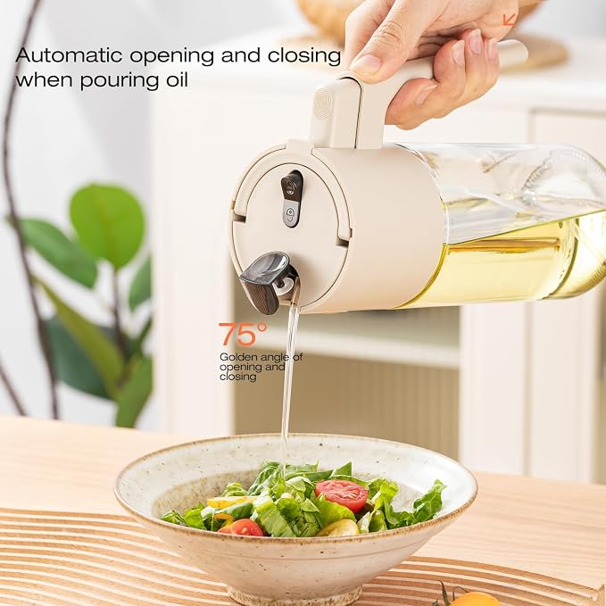 Large Advanced Olive Oil Sprayer for Cooking,2 in 1 Oil Dispenser for Kitchen Gadgets,600ml/20oz Oil Spray Bottle for Kitchen,Air Fryer,Salad,BBQ Refillable Oil SprayBottle with Fine Mist