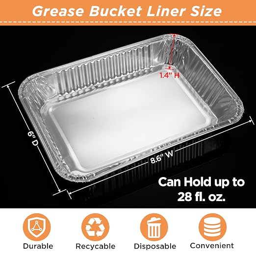 50 Pack Weber Grills Compatible Drip Pans 6415 for Weber Grills Spirit Gas Grills, Q Grills, Genesis and Genesis II LX 200 300 Series Disposable Aluminum Foil Grease Trays 6 x 1.4 x 8.6 Inches