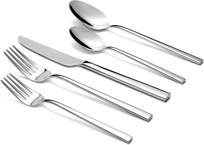 30-Piece Durable Silverware Set, 18/10 Stainless Steel Flatware | Dishwasher Safe, Service for 6, Spoons and Forks Set for Everyday Use, Home, Kitchen, Restaurant, Hotel, Party (Essen)