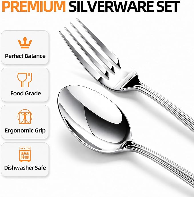 NICE KITCHEN Silverware Set for 4,20 Piece Heavy Duty Cutlery Set | Mirror Polished Stainless Steel Flatware Set,Dishwasher Safe Utensil Set with Knives Forks Spoons,Luster Series