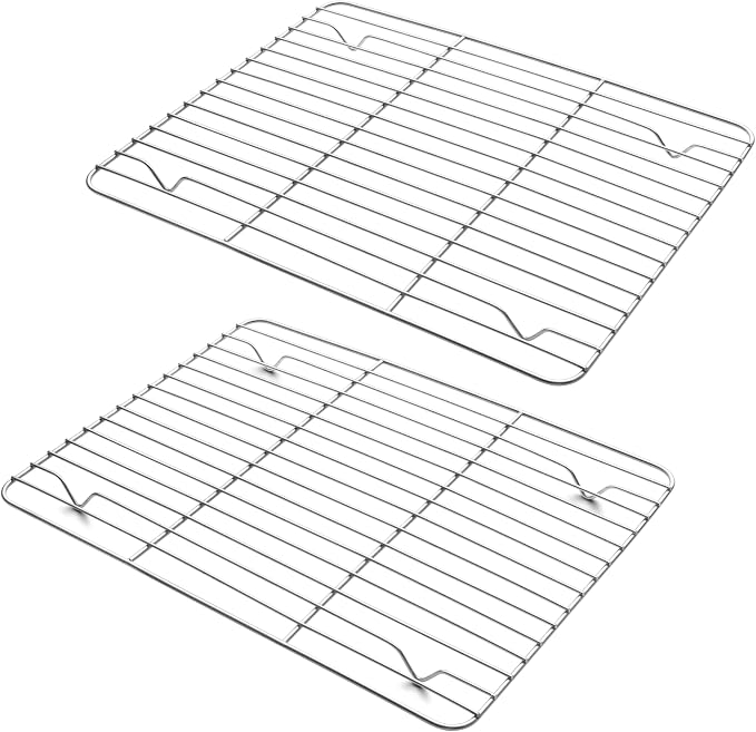 TeamFar Cooling Rack, 11.7” x 9” Stainless Steel Wire Baking Rack, 2PCS | for Cooking Roasting Grilling, Fit for Oven Pan, Oven & Dishwasher Safe, Non-toxic & Heavy-Duty