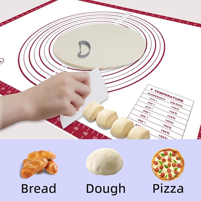 Pastry Dough Mat Silicone Baking Mats for Rolling Out Dough,Kneading Sheet,Silicone Sheet for Kitchen Counter red, 24 * 32in
