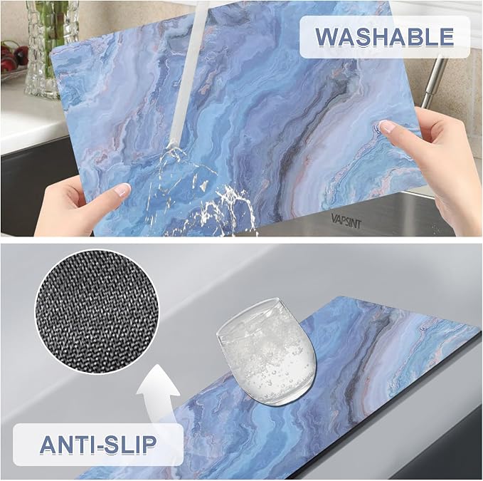 Marble Faux Leather Placemats Set of 4 - Heat Resistant Placemats for Dinner Table, Non-Slip Waterproof Oil-Proof Washable Reusable Placemat for Indoor Outdoor Kitchen Decor, 15.75In*11.81In