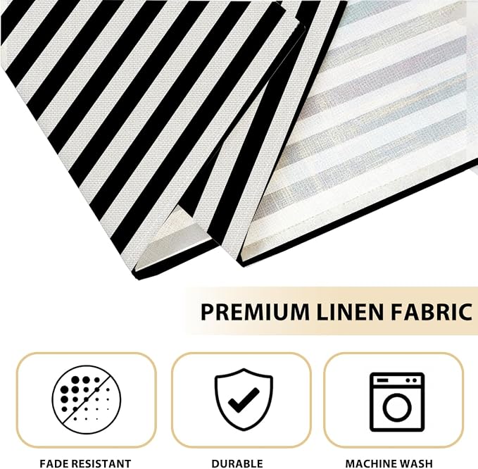 Black and White Striped Placemats Set of 4, Kitchen Table placemats Decor | Modern Minimalist Table Mats for Home Party Kitchen Dining Table Decor for Christmas halloween Dining Table, Party placemats
