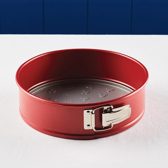 Farberware Disney Bake with Mickey Mouse Bakeware Nonstick Springform Baking Pan/Nonstick Springform Cake Pan/Nonstick Cheesecake Pan, Round, 9 Inch - Red and Gray