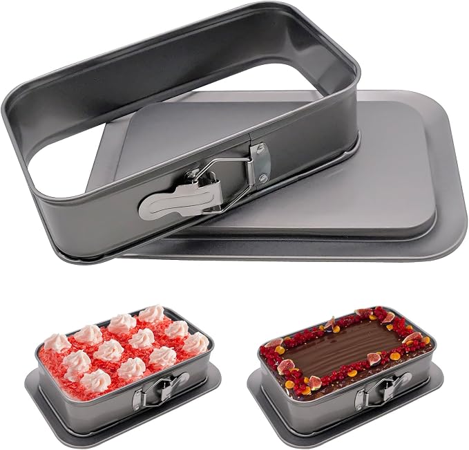 Rectangular Springform Pan, 9.6 x 5.6 x 2.1 inch Rectangle Cake Pan with Removable Bottom, Rectangular Cake Baking Trays Cheesecake Tin for Tortes Cheesecake Mousse