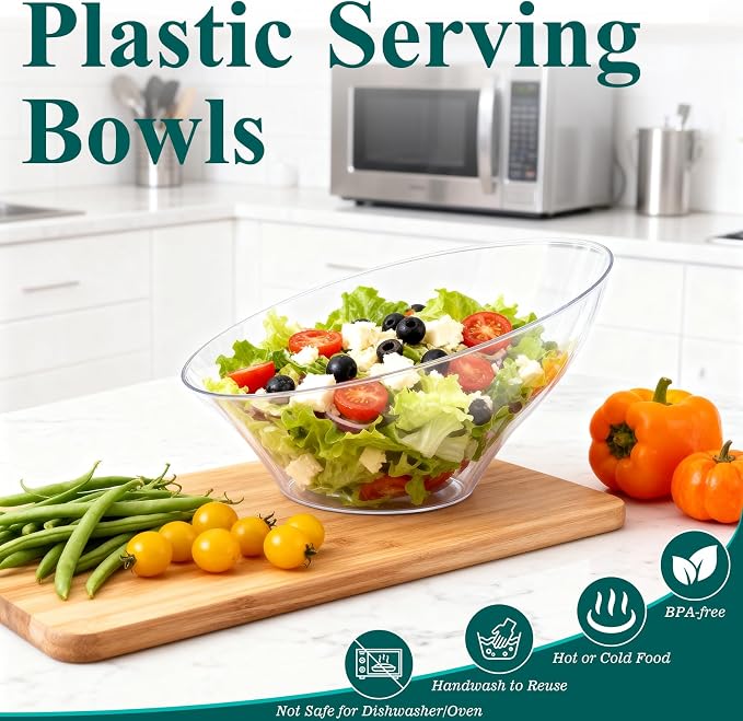 Bestluck 20 Oz Clear Plastic Party Bowls, 20 Pack | Disposable Snack Bowls for Chips, Candy, Salad, Snacks & Fruit, Perfect for Parties, Buffets & Everyday Use