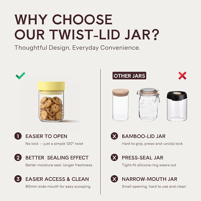 13 oz Small Airtight Glass Overnight Oats Containers with Lid | Twist Seal, Silicone Ring, Wide-Mouth Borosilicate Container for Yogurt, Chia Pudding, Fruit, Snacks and Meal Prep