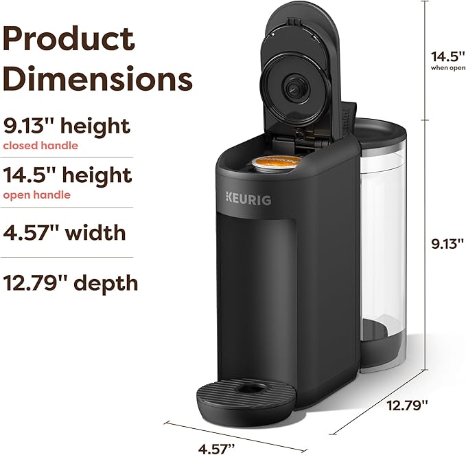 Keurig K-Mini Mate Plus Single-Serve K-Cup Pod Coffee Maker, Compact, 3 Cup Sizes, Brew Over Ice and Strong Button Features, 50 oz Removable Reservoir, Matte Black