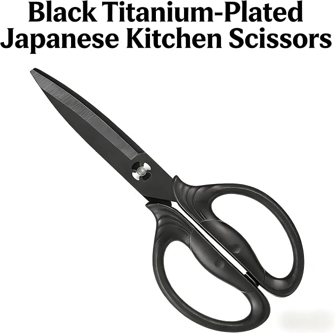 Heavy Duty Kitchen Scissors, Titanium Coated All Purpose Shears - Extra Sharp Detachable Blades for Poultry, Chicken Bones, Meat, Vegetables, Herbs | Micro Serrated & Ergonomic Handle