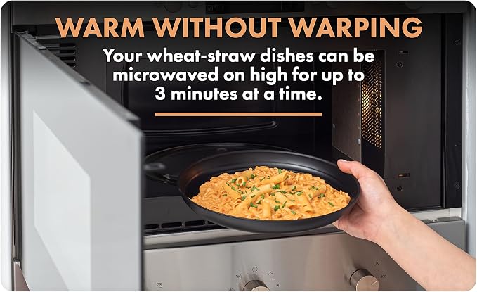 FOODLE Wheat Straw Dinnerware Set - RV, Camping, Picnic Plates Cups & Bowls | BPA-Free & Safety Tested - Microwave & Dishwasher Safe - Lightweight & Unbreakable Dishes - Great for Kids & Adults - For 4