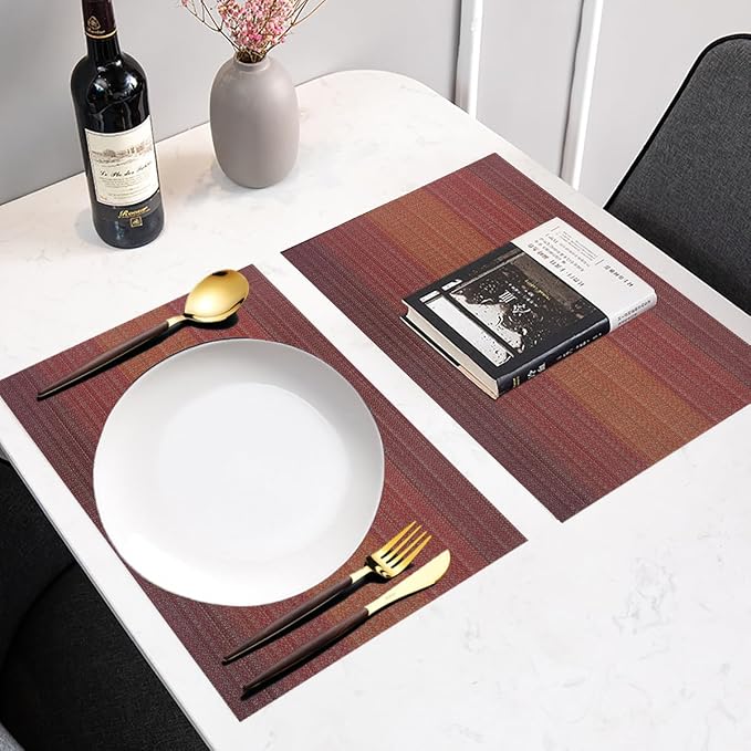 PIGCHCY 72 inches Table Runner,Table Centerpiece, Heat Resistant Vinyl Woven Washable Table Mats Sets (Scarlet Red)