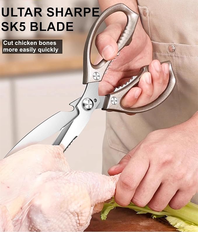 Kitchen Scissors, All Purpose，Ultra Sharp Meat Scissors，Heavy Duty Cooking Scissor，Dishwash Safe Stainless Steel Kitchen Shears for Food, Chicken Bones, Turkey