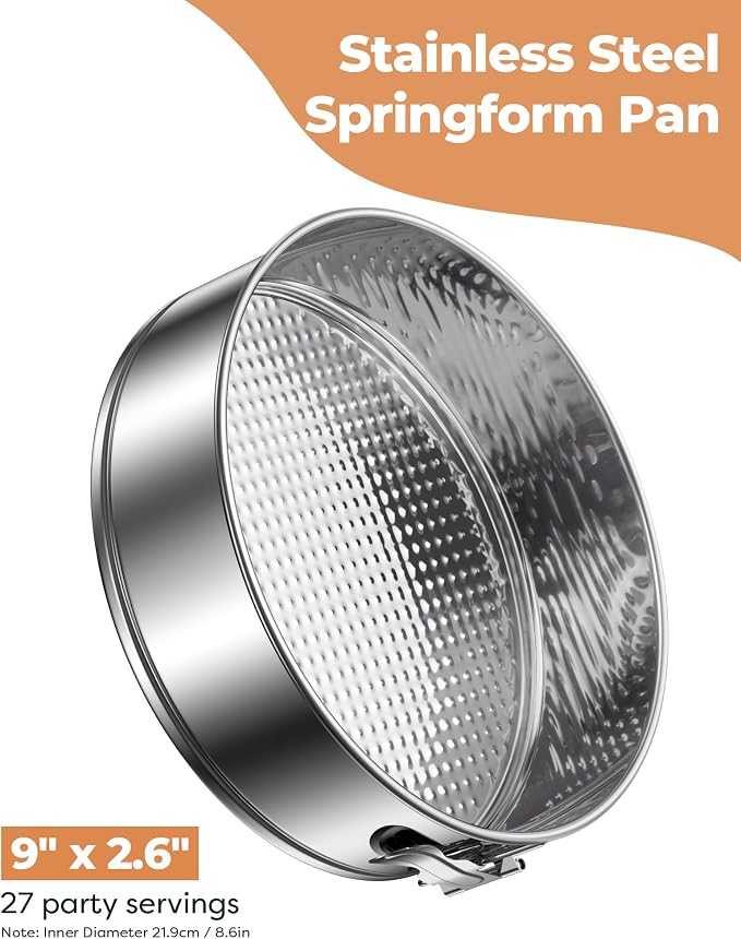 Kootek Cake Pan, Springform Pan with Removable Bottom, 9 Inch, Round | Stainless Steel, 2.6" in Depth, Easy Release Baking Pan, Dishwasher Safe, Oven Safe, Instant Pot Safe, Round Cheesecake Pan