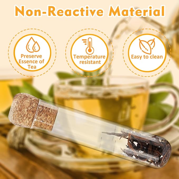 Whaline 6Pcs Glass Tea Strainers Tea Infusers with Corks Loose Long Leaf Tea Steeper Filters Tea Interval Diffuser for Tea Flower Cups Mugs Teapots,5.1 x 1.2 inch