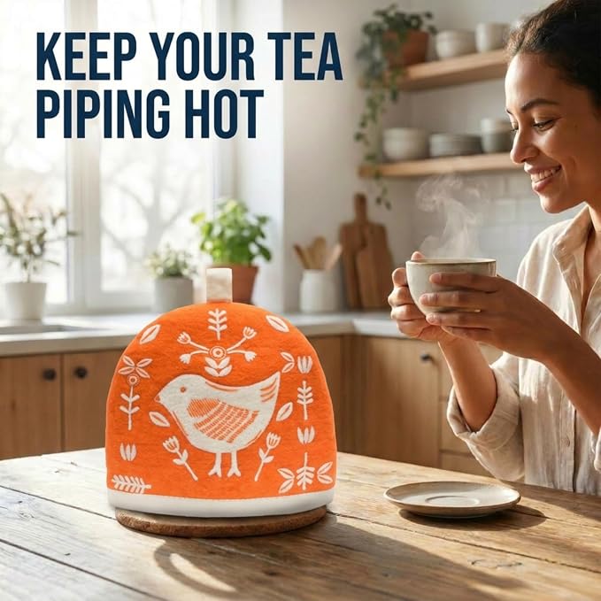Glaciart One Wool Teapot Cozy Kettle Cover | Dome Shaped Large Tea Cosy, Kettle or French Press | Handmade & Needle Felted from Natural Wool | Warms Up to 2 Hours | Great as Gift