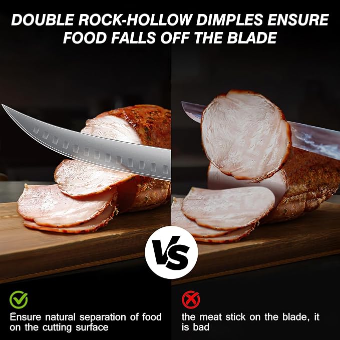 Carving Knife，11.6 Inch Brisket Slicing Knife, Japanese High Carbon Steel Butcher Knives with VG10 Steel Core & G10 Handle, Full Tang Ultra Sharp Meat Cleaver for BBQ, Turkey, Roast, Brisket