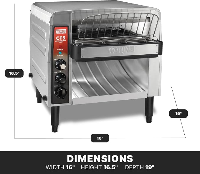 Waring Heavy-Duty Conveyor Toaster with 1000+ Slices per Hour | 1000+ Slices per Hour, Stainless Steel Construction, for Cafes & Restaurants, NSF Certified, 208V