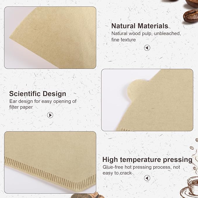 100 Count #4 Cone Coffee Filters 8-12 Cup Compatible with Ninja Maker | Unbleached, Disposable, Natural Wood Pulp Coffee Filters Compatible with Ninja, Pour Over and Drip Coffee Maker