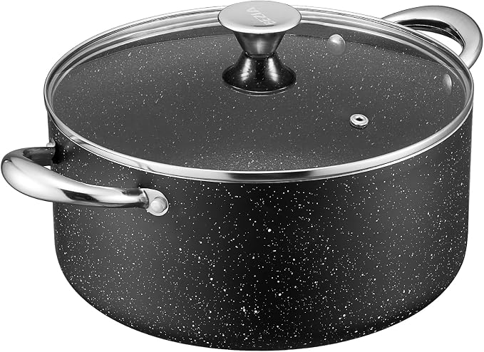 BEZIA 10 Quart Nonstick Stock Pot with Lid, Large Induction Cooking Pot | Oven & Dishwasher Safe, Works on All Stoves, for Hosting Holiday Gatherings, Blanching Bulk Veggies, Multi-portion Curries