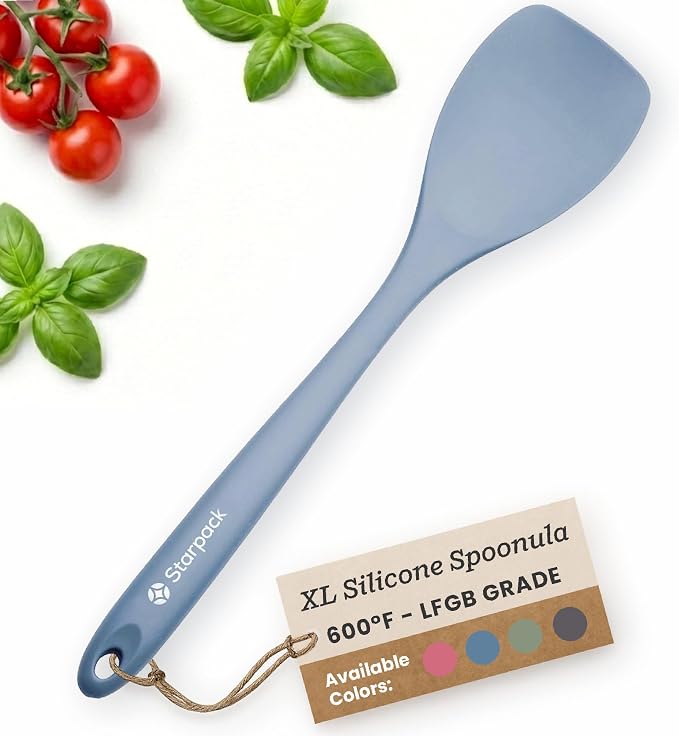 StarPack XL Spoonula The All-Rounder 13.5 Inch - LFGB Silicone Spoon Spatula, 600°F Heat Resistant, BPA-Free - One-Piece Seamless, Dishwasher Safe - for Nonstick Cookware and